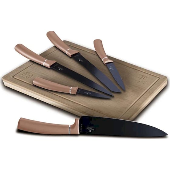 Σετ Μαχαίρια Berlinger Haus Metallic Line Rose Gold από Ανοξείδωτο Ατσάλι με Επιφάνεια Κοπής από Μπαμπού 5 Τμχ image 0