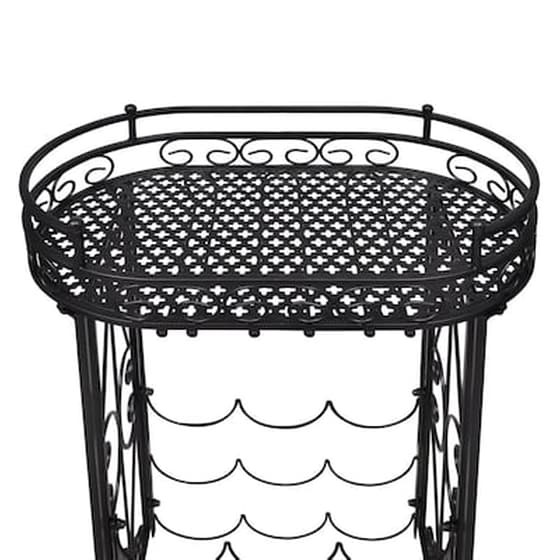 Ραφιέρα Vidaxl Για Κρασιά Με Ποτηροθήκες Από Μέταλλο Για 9 Φιάλες - Μαύρη image 3