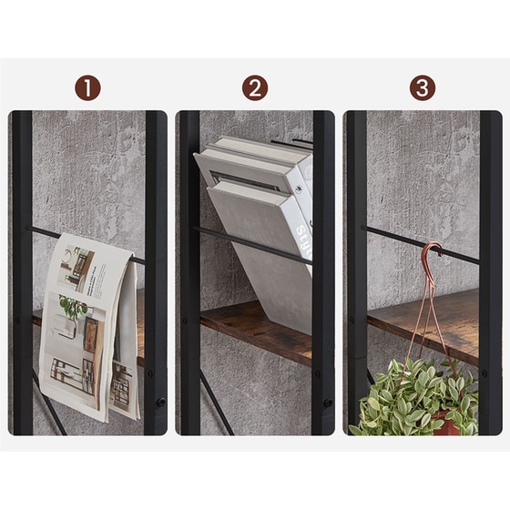 Ραφιέρα Vasagle Lbc121b01 από Μοριοσανίδα/Μέταλλο 74x30x150cm - Καφέ/Μαύρο image 4