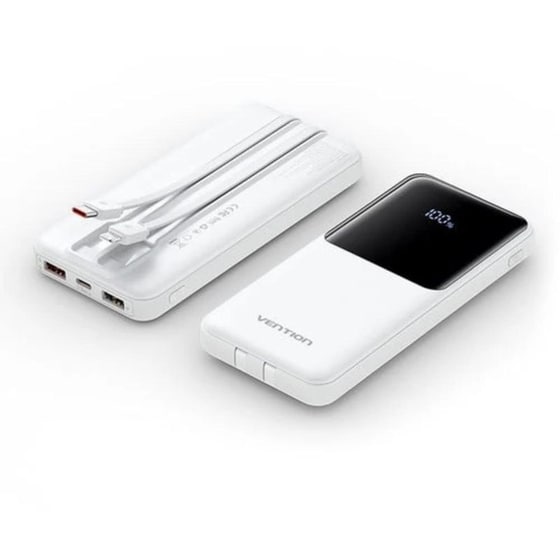 Powerbank Vention FHOW0-TY με ενσωματωμένα καλώδια Lightning/USB-C 10.000mAh 22.5W - White image 0