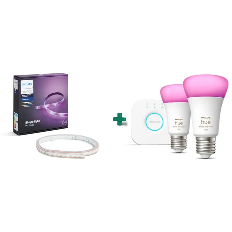 Έξυπνος Φωτισμός Philips Lightstrip Plus (2m) Philips Hue Brigde Hue E27 Λευκό/Πολύχρωμο 2 Τεμαχίων