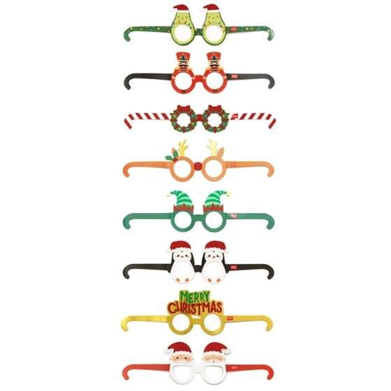 Χάρτινα Χριστουγεννιάτικα Γυαλιά (8 τεμάχια) image 1