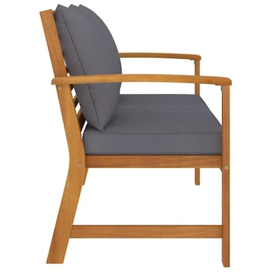 Παγκάκι Κήπου VidaXL από Μασίφ Ξύλο Ακακίας με Μαξιλάρι 120x60.5x81cm - Γκρι image 3