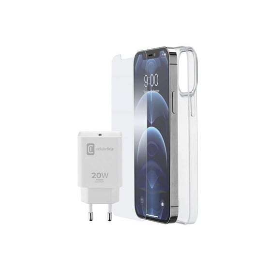 Θήκη & Προστασία οθόνης Apple iPhone 12 Pro Max - Cellular Line Starter Kit (charger,silicon case,screen protection) - Transparent image 1