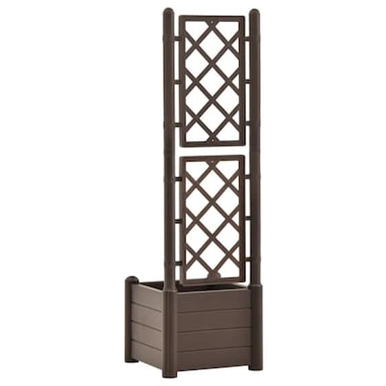 Vidaxl Ζαρντινιέρα Κήπου Με Καφασωτό Μόκα 43x43x142 Εκ. Πολυπροπυλένιο image 5