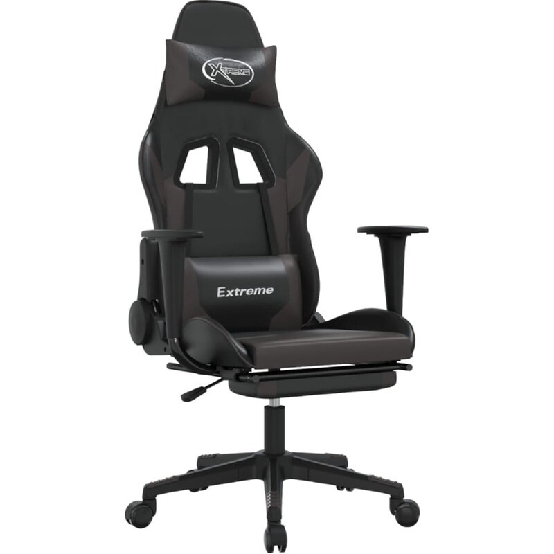 Καρέκλα Gaming VIDAXL 3143703 με Υποπόδιο από Τεχνητό Δέρμα - Μαύρο