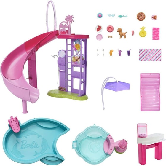 Barbie Dream Pool Playset With Slide & Bubbling Hot Tub image 1