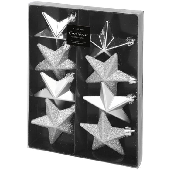Σετ Χριστουγεννιάτικα Στολίδια Spitishop K-m Silver Can210210 Πλαστικό 8 Τμχ - Αστέρι image 0