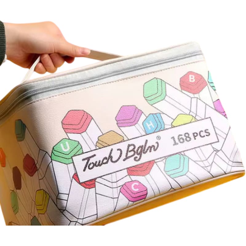 TOUCH Μαρκαδόροι Ζωγραφικής με 2 Μύτες Και Δερμάτινη Τσάντα Μεταφοράς (168 Τεμάχια)