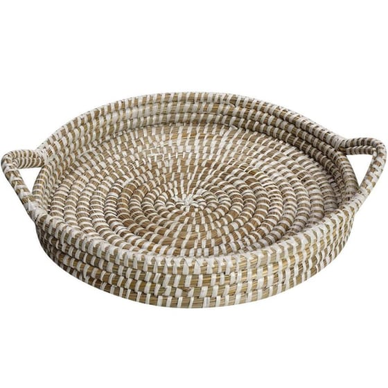 Δίσκος Διακόσμησης Espiel Kag139 Ψάθινο 45x45x8 cm - Μπεζ image 0
