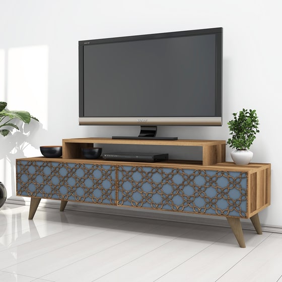 Έπιπλο Τηλεορασης Fermo από Μοριοσανίδα 140x41.8x48.8cm - Καρυδί image 1