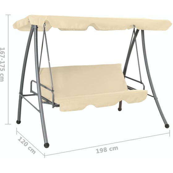 Κούνια Κήπου VidaXL με Σκίαστρο  από Χάλυβα 192x118x175 cm - Λευκό image 5