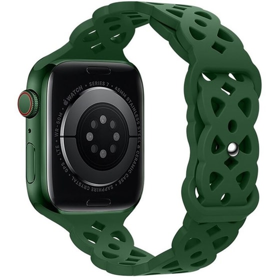 Watchband Hoco Wa09 Flexible Rhombus Hollow 42/44/45/49mm Για Apple Watch 1/2/3/4/5/6/7/8/se/ultra Dark Green Silicon Band image 0