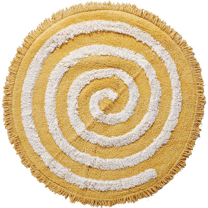 Πατάκι Μπάνιου Kentia Loft Sonny 03 Στρογγυλό Βαμβακερό Φ60 cm - Κίτρινο/Εκρού