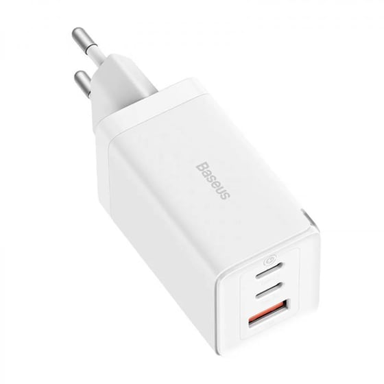 Φορτιστής Πρίζας Baseus GaN5 Pro 2x USB-C/1x USB/ Καλώδιο USB-C 65W 1m - White CCGP120202 image 1