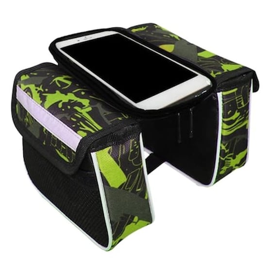 Tσαντάκι Ποδηλάτου Bike-0035, Με Θήκη Κινητού, Μαύρο-πράσινο image 0