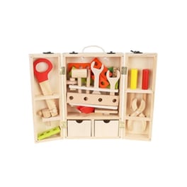 Σετ Ξύλινο Βαλιτσάκι Ξυλουργού Με Εργαλεία Και Σχοινί Μεταφοράς, 8x20x30 Cm