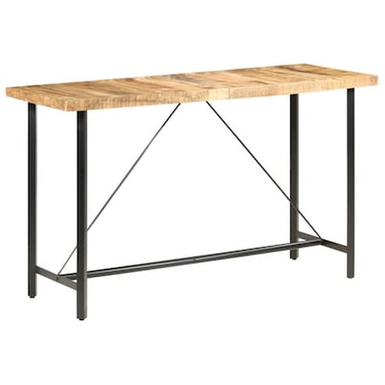 Τραπέζι Μπαρ Vidaxl Ακατέργαστο Ξύλο Μάνγκο 180x70x107 cm - Μαύρο/Καφέ image 1