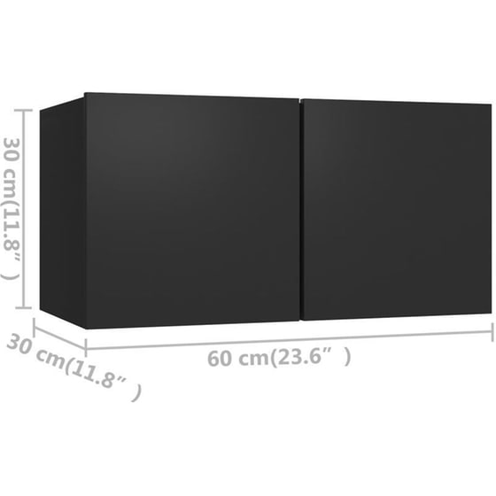 Έπιπλα Τηλεόρασης VidaXL Μοριοσανίδα 2 Τμχ 60x30x30cm - Μαύρο image 6