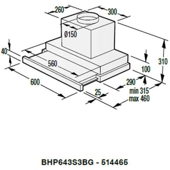 GORENJE BHP643S3BG 60 cm Μαύρο Συρόμενος Απορροφητήρας image 2