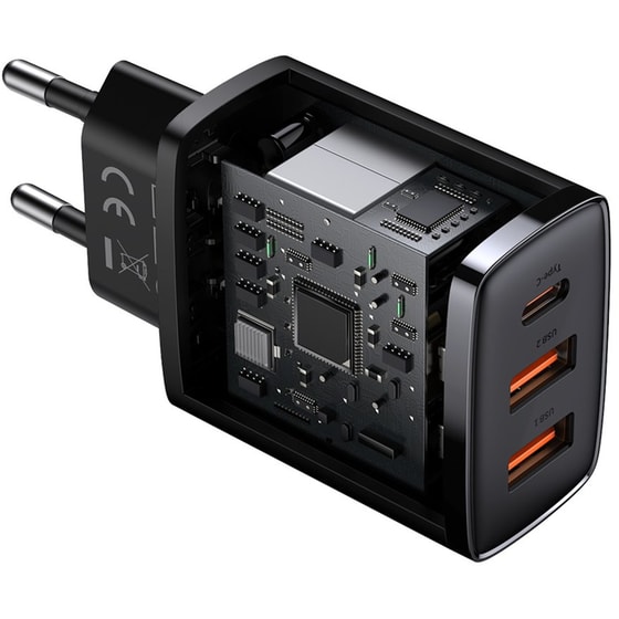 Φορτιστής Πρίζας Baseus CCXJ-E01 Usb-C/2xUsb 30W - Black image 4