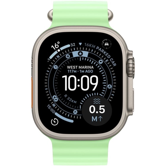 Λουράκι Apple Ocean Band Extension για Apple Watch 49mm - Neon Green with Natural Titanium Finish image 2