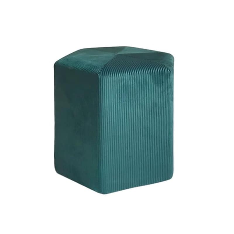 Πουφ Κάθισμα Υφασμάτινο Σκαμπό Σε Εξάγωνο Σχήμα, Βελούδινο, Σε Πετρόλ Χρώμα, 35x35x35 Cm
