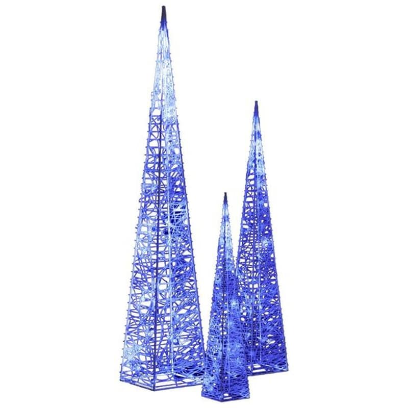 Χριστουγεννιάτικοι Διακοσμητικοί Κώνοι από Ακρυλικό 68 Led 30/45/60cm - Μπλε