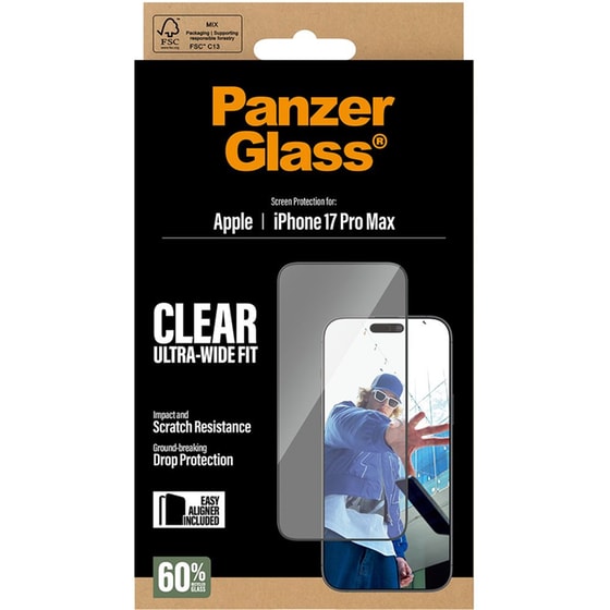 Προστατευτικό οθόνης Apple iPhone 17 Pro Max - PanzerGlass Clear Ultra-Wide Fit Screen Protection image 3
