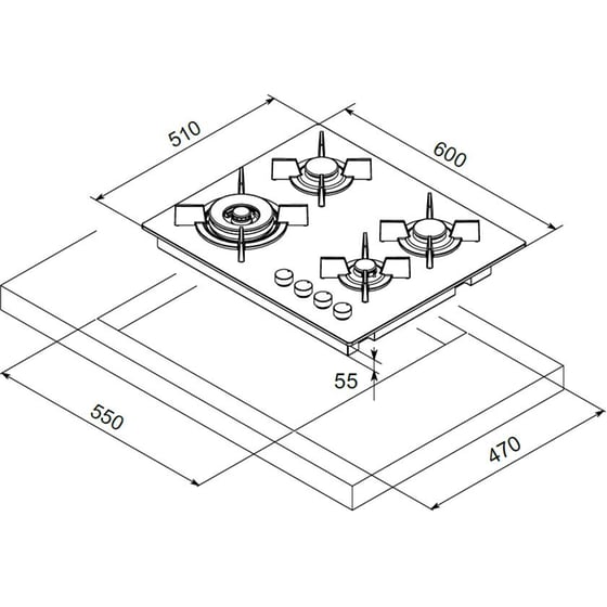 MONDIN CG604VTELNN(GPL) 51 cm Μαύρο Εστία Υγραερίου Αυτόνομη image 1