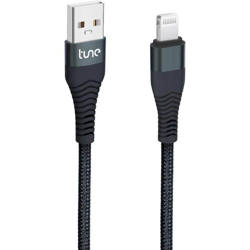 Καλώδιο δεδομένων Tune TechFlex Lightning braided cable Lightning σε USB-A 1.5m - Black