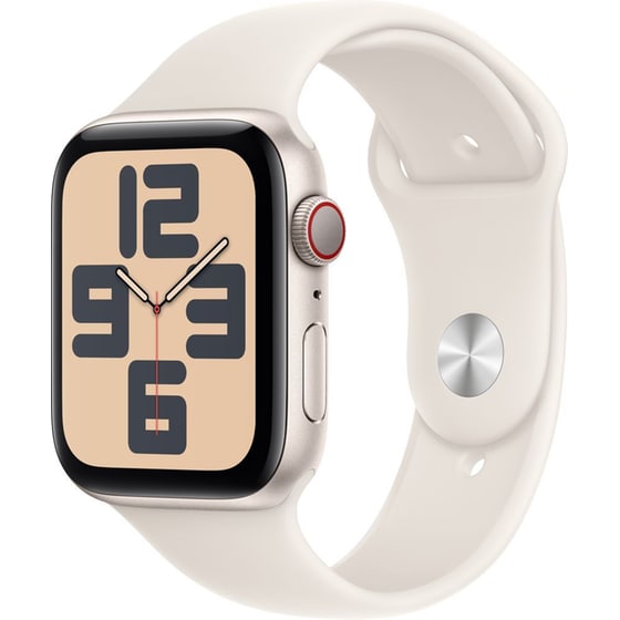 Apple Watch SE GPS + Cellular 44mm Starlight Aluminum Case with Starlight Sport Band - M/L image 0