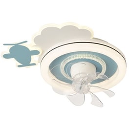 ΕUROLAMP 300-25056 Παιδικός Ανεμιστήρας Οροφής  Με Φως Led  Τηλεχειριστήριο 50εκ. Αεροπλανάκι 15W Μπλε