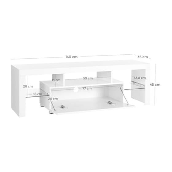 Ξύλινο Έπιπλο Τηλεόρασης Με Led Φωτισμό 140x35x45 Cm Vasagle Ltv14wt image 1