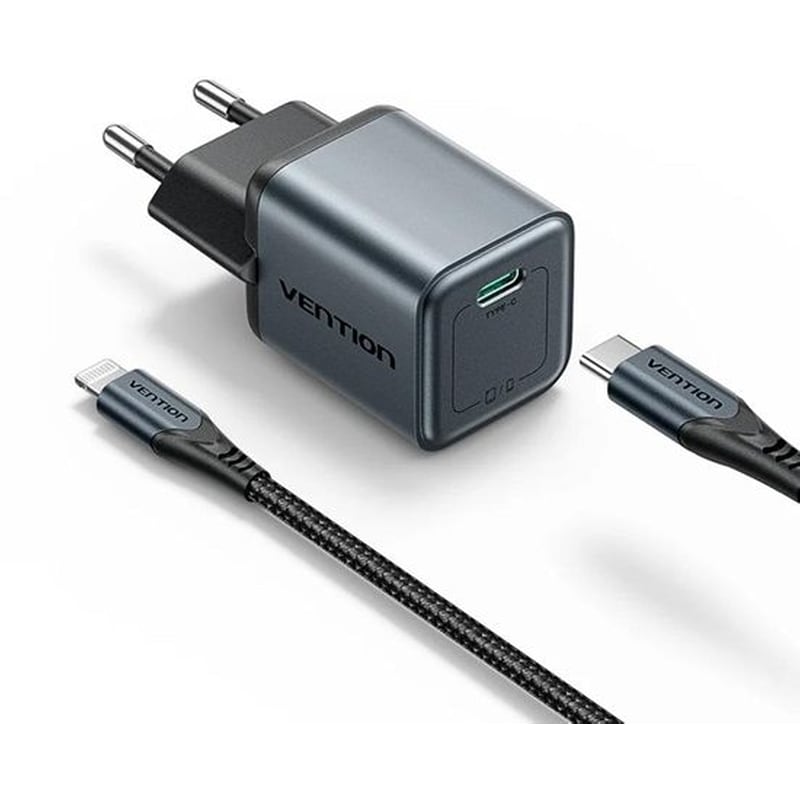 Φορτιστής Πρίζας Vention TZ-FEVH0-EU Gan USB-C 20W - Γκρι