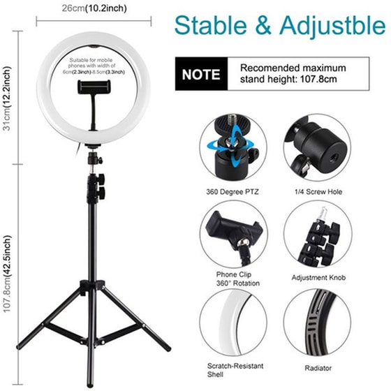 Ring Light με Βάση Κινητού Puluz Pkt3044 RGB 26cm - Πολύχρωμο image 3