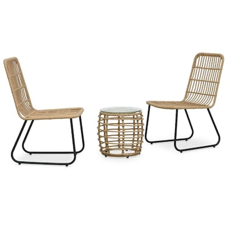 VIDAXL Vidaxl Σετ Επίπλων Bistro 3 Τεμαχίων Χρώμα Δρυός Από Συνθετικό Ρατάν