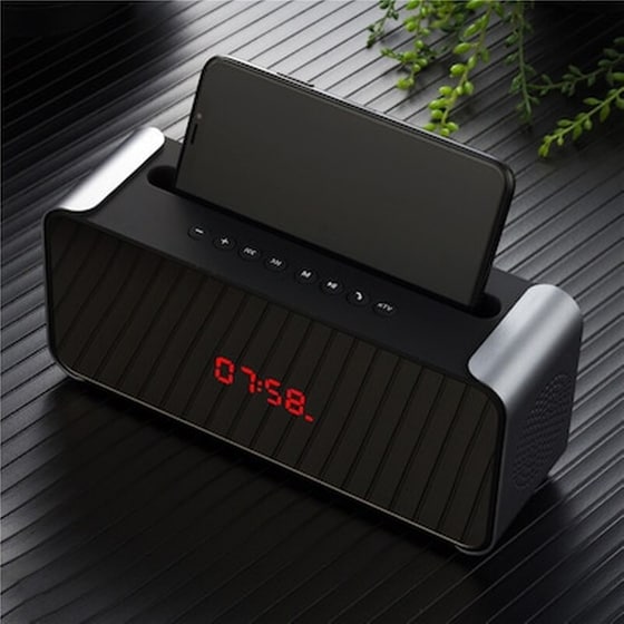 Oem Clock Φορητό Ηχείο 10 W - Ασημί image 1