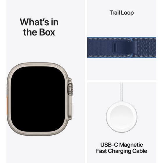 Apple Watch Ultra 3 GPS + Cellular 49mm Natural Titanium Case with Blue/Bright Blue Trail Loop - S/M image 6