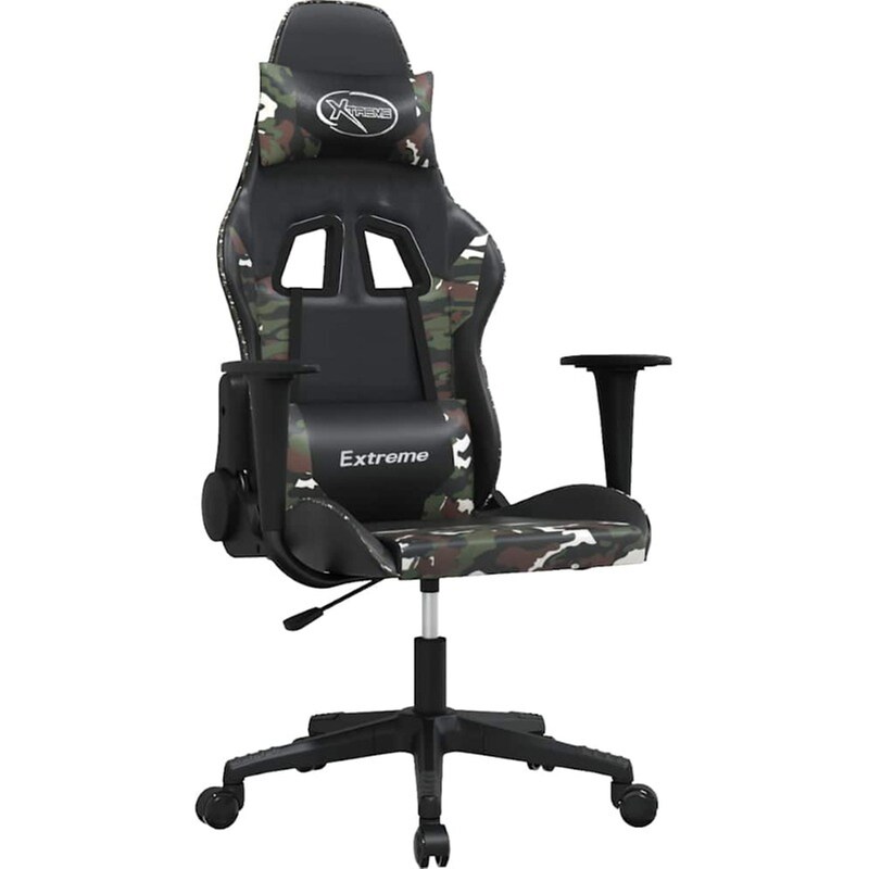 Καρέκλα Gaming VIDAXL 345456 με Ρυθμιζόμενα Μπράτσα από Τεχνητό Δέρμα - Μαύρο