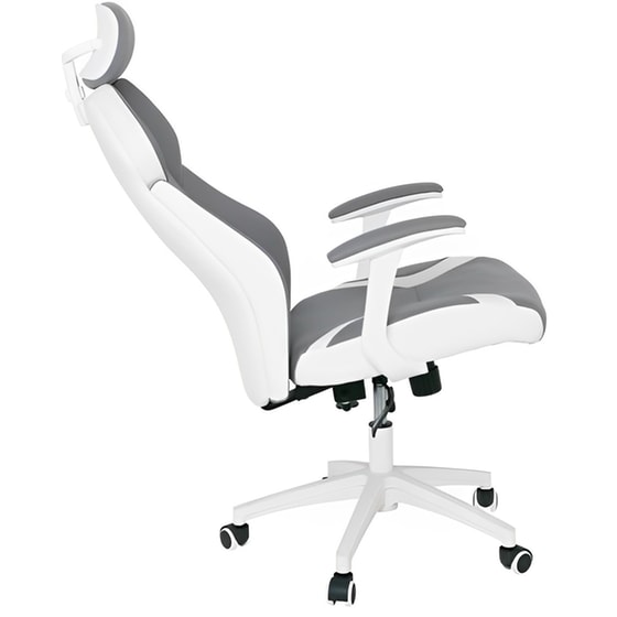 Διευθυντική Καρέκλα Γραφείου 24Mall BF8300 από Τεχνητό Δέρμα - Γκρι / Λευκή image 4