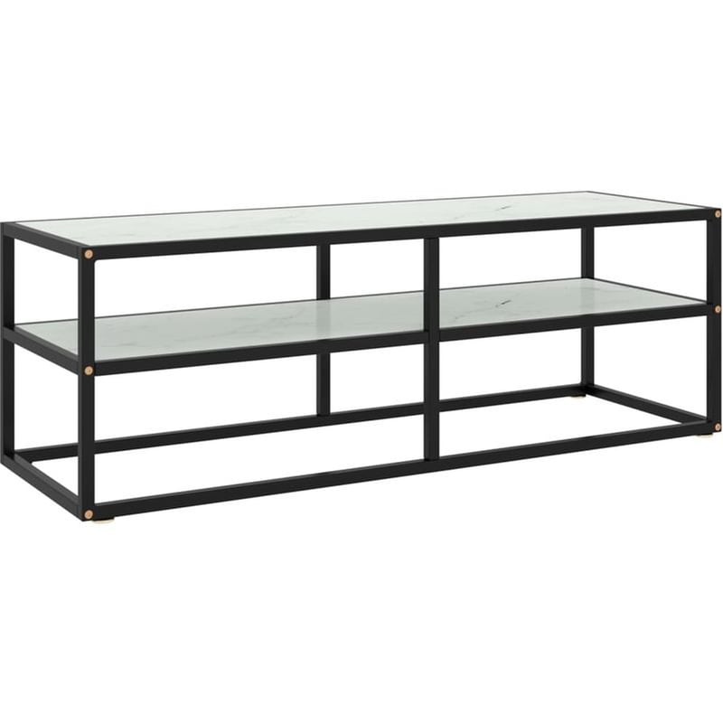 VIDAXL Έπιπλο Τηλεόρασης VidaXL Λευκό Γυαλί Όψη Μαρμάρου 120x40x40cm - Μαύρο