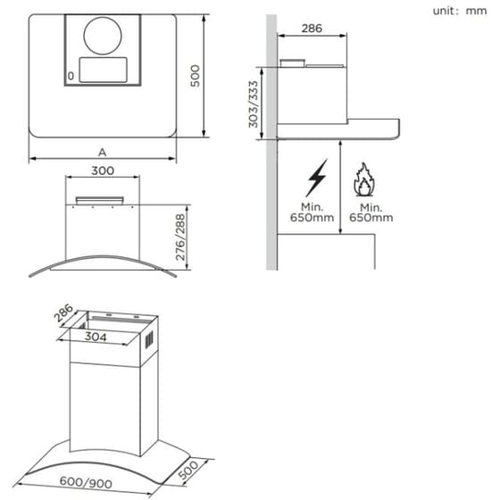 MIDEA WH02-0000245 60 cm Inox Απορροφητήρας Καμινάδα image 1