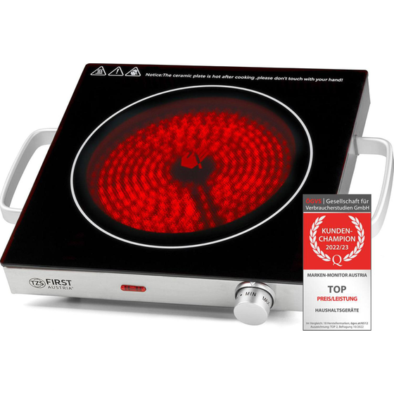 FIRST AUSTRIA FA-5097 2000 W Μαύρο Επιτραπέζια Εστία Κεραμική Μονή image 2