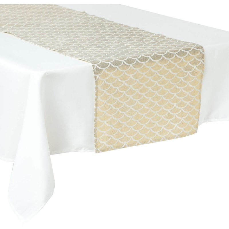 Χριστουγεννιάτικη Τραβέρσα Spiti Shop Υφασμάτινη A-s Gold 183905 40x200 cm - Χρυσή/Λευκή