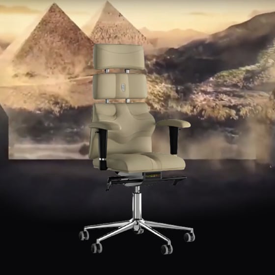 Καρέκλα Διευθυντική Kulik Pyramid από Τεχνητό Δέρμα - Μπεζ image 1