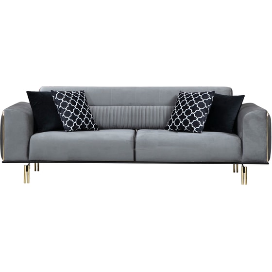 Τριθέσιος Καναπές 24Mall Carrara 234x97 cm - Γκρι image 1