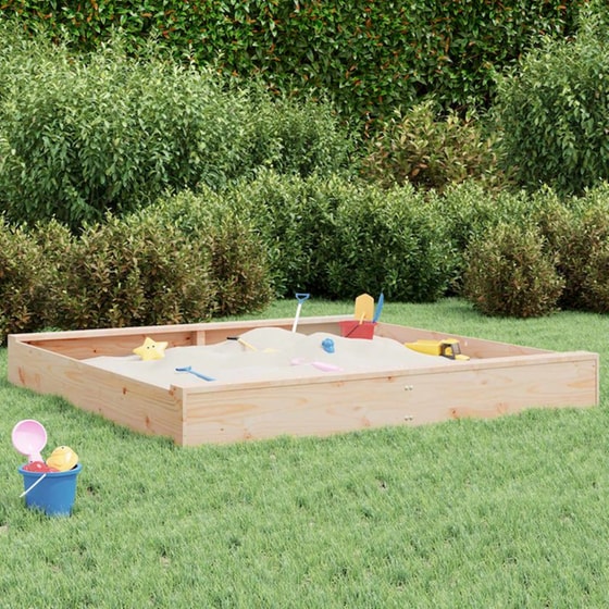 VidaXL Αμμοδόχος με Καθίσματα Τετράγωνη 160x160x20cm Ξύλινη - Φυσικό Χρώμα Ξύλου image 2