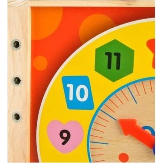 Εκπαιδευτική Περπατούρα Aria Trade Κύβος Δραστηριοτήτων Με Παζλ, Ρολόι & Άβακα Ξύλινη Για Μωρά 12+ Μηνών - 33x34x45.5-48 cm, Κιτρινό image 8