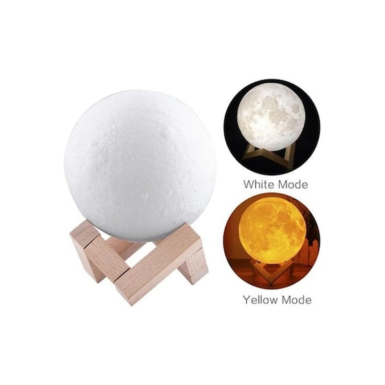 Ανάγλυφο Φωτιστικό 3D Φεγγάρι Moon Light Led - Λευκό/Καφέ image 1